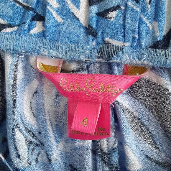 Lilly Pulitzer Avery Crop Pants High Tide You're The Zest Blue Floral Palazzo 4 - Picture 6 of 11